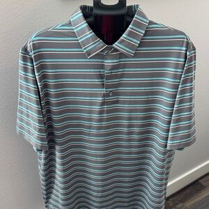 FootJoy Gray and Light Blue Striped Polo